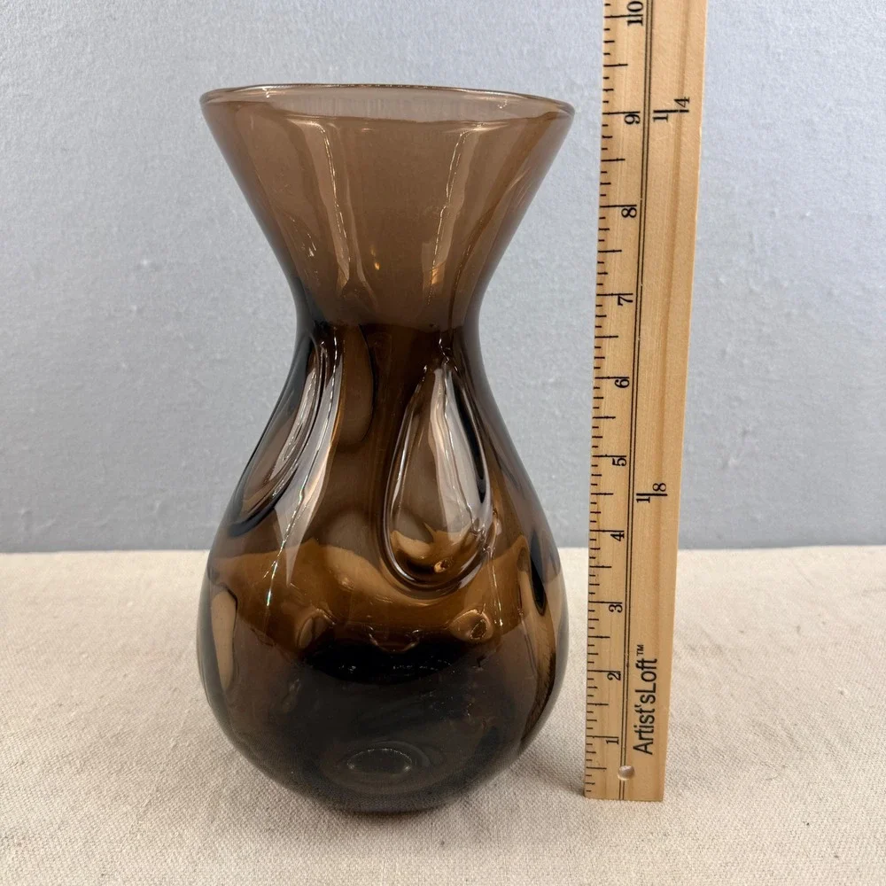 Viking Glass 7456 Pulled Circle Vase 1974 Brown Smoke Art‎ Glass 1 Year Only